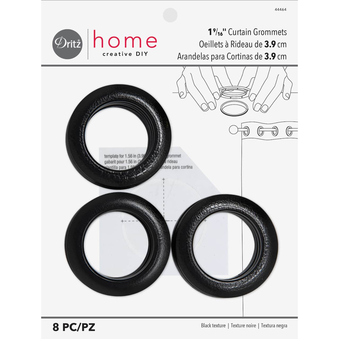 Dritz® Home 1.5" Textured Black Round Curtain Grommets, 8 Sets